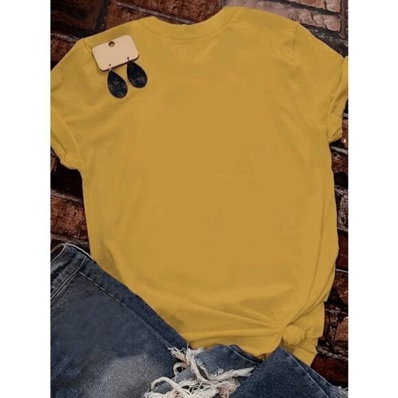 Women's Western Top Tee Shirt Cross Faith in Yellow Black Leopard Print - L - Picture 3 of 3